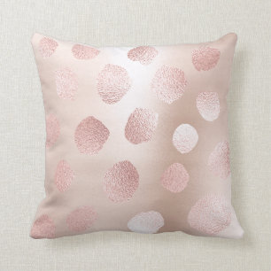 Pink Rose Gold lackierte Metallpolka Dots Extravag Kissen