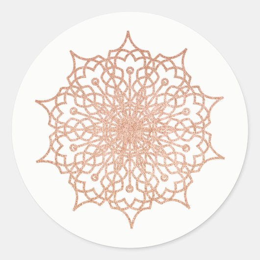 Pink Rose Gold Liz Mandala Runder Aufkleber (Vorderseite)