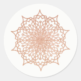 Pink Rose Gold Liz Mandala Runder Aufkleber