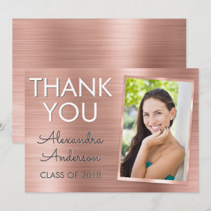 Pink Rose Gold Metallic Abschluss Vielen Dank Einladung