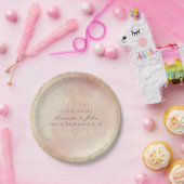 Pink Rose Gold Metallic Blumenkraut Wedding Glas Pappteller (Party)