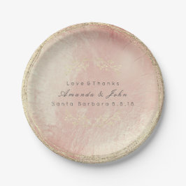 Pink Rose Gold Metallic Blumenkraut Wedding Glas Pappteller