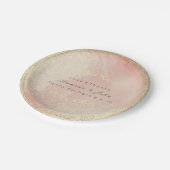 Pink Rose Gold Metallic Blumenkraut Wedding Glas Pappteller (Schrägansicht)