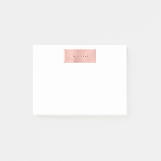 Pink Rose Gold Powder Rectangle Luxus Post-it Klebezettel (Vorderseite)