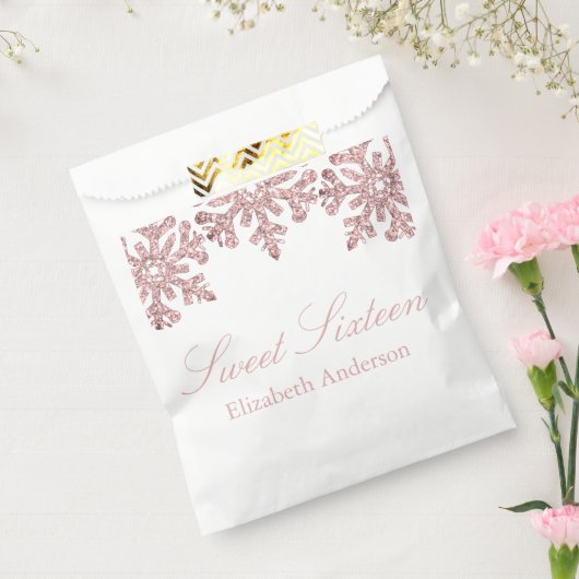 Pink Rose Gold Snowflake Winter Sweet 16 Geschenktütchen (Versiegelt)