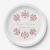 Pink Rose Gold Snowflake Winter Sweet 16 Pappteller (Vorderseite)