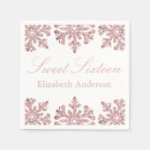 Pink Rose Gold Snowflake Winter Sweet 16 Serviette (Vorderseite)