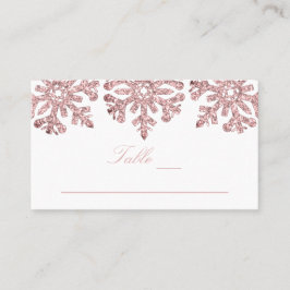 Pink Rose Gold Snowflakes Winter Sweet Sixteen Platzkarte
