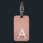 Pink Rose Gold Sparkle Glitter Monogram Name Gepäckanhänger<br><div class="desc">Blush Pink - Rose Gold Sparkle Glitzer Monogram Name und erste Gepäckmarke. Diese Taschenmarke ist ideal für Zurück in die Schule,  Arbeit oder Reisen.</div>