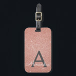 Pink Rose Gold Sparkle Glitter Monogram Name Gepäckanhänger<br><div class="desc">Blush Pink - Rose Gold und Karkohle Grau (grau) Sparkle Glitzer Monogram Name und Initial Luggage Tag. Diese Taschenmarke ist ideal für Zurück in die Schule,  Arbeit oder Reisen zu einer Geburtstagsparty,  Hochzeit,  Junggeselinnen-Abschied oder Brautparty.</div>