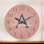 Pink Rose Gold Sparkle Glitter Monogram Name Große Wanduhr<br><div class="desc">Pink - Rose Gold Sparkle Glitter Monogram Name and Initial Serving Wall Clock that can be used at home,  office or in a beauty salon business for Nails,  Microblading,  Eyelash Exspannungen (Lashes),  Hair or Makeup. The Wall Clock makes the perfekt gift for someone who loves pink sparkle glitter.</div>