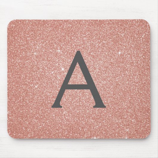 Pink Rose Gold Sparkle Glitter Monogram Name Mousepad (Vorne)