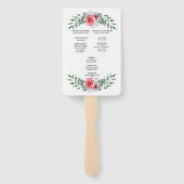 Pink Rose Green Foliage Hochzeitsprogramm Fächer (Rückseite)