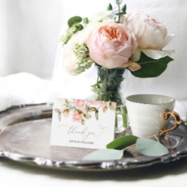 Pink Rose & Greenery Blätter Hochzeit Dankeschön K Dankeskarte