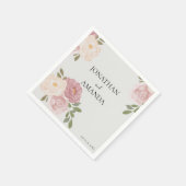Pink Rose Hochzeitscocktail Serviette (Ecke)