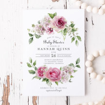 Pink Rose Hydrangea Blumenarch Girl Babydusche