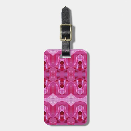 Pink Rose Ikat Gepäckanhänger (Vorderseite vertikal)