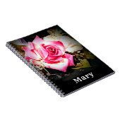 Pink Rose - individualisierbares Notebook Notizblock (Rechte Seite)