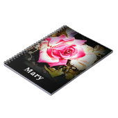 Pink Rose - individualisierbares Notebook Notizblock (Linke Seite)