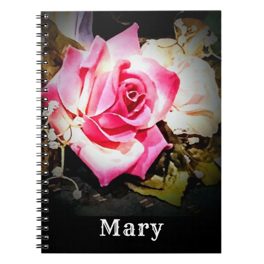 Pink Rose - individualisierbares Notebook Notizblock (Vorderseite)