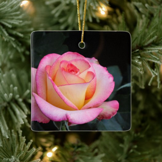 Pink Rose Keramikornament (Baum)