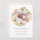 Pink Rose Lavender Wreath | Elegante Blumengeburt Ankündigung (Vorne/Hinten)