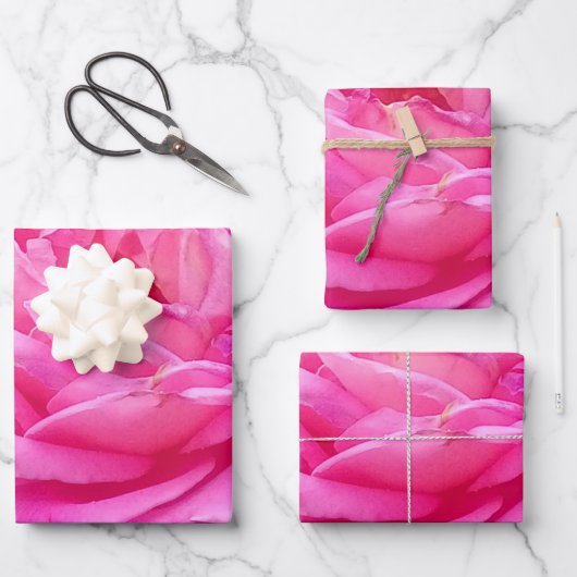 Pink Rose "Leonardo Da Vinci" Geschenkpapier Set (Vorderseite)