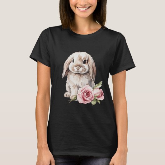 Pink Rose Lose Bunny Rabbit T-Shirt (Vorderseite)