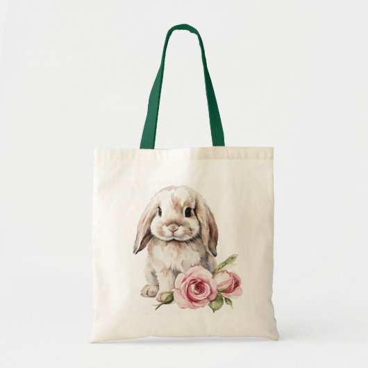 Pink Rose Lose Bunny Rabbit Tragetasche (Vorne)