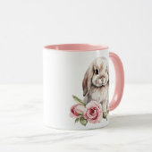 Pink Rose Lose Eared Bunny Rabbit Tasse (VorderseiteRechts)