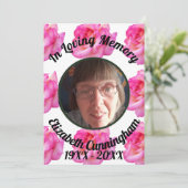 Pink Rose Lose Memory Foto mit Gedicht Memorial Einladung (Stehend Vorderseite)