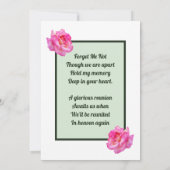 Pink Rose Lose Memory Foto mit Gedicht Memorial Einladung (Rückseite)