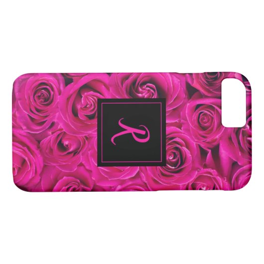 Pink Rose Mit Monogramm Case-Mate iPhone Hülle (Rückseite (Horizontal))