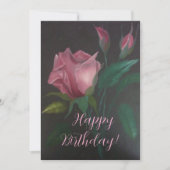 Pink Rose n Rosebuds Flat Greeting Card (Vorderseite)
