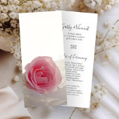 Pink Rose on White Wedding Programm
