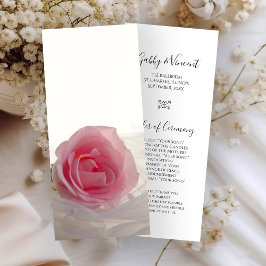 Pink Rose on White Wedding Programm