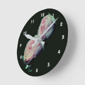 Pink Rose Pair Floral Runde Wanduhr (Winkel)