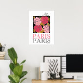 Pink Rose Paris Vintage Poster Französisch (Heimbüro)