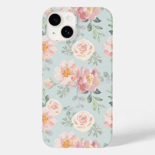 Pink Rose Pastel Garden Muster Case-Mate iPhone 14 Hülle
