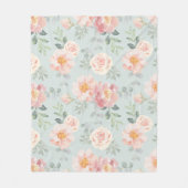 Pink Rose Pastel Garden Muster Fleecedecke (Vorderseite)