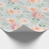 Pink Rose Pastel Garden Muster Geschenkpapier (Ecke)