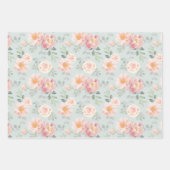 Pink Rose Pastel Garden Muster Geschenkpapier Set (Vorderseite)