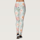 Pink Rose Pastel Garden Muster Leggings (Rückseite)