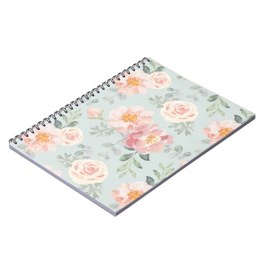 Pink Rose Pastel Garden Muster Notizblock (Linke Seite)