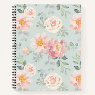 Pink Rose Pastel Garden Muster Notizblock