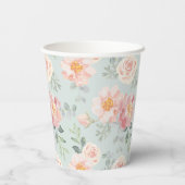 Pink Rose Pastel Garden Muster Pappbecher (Rückseite)