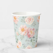 Pink Rose Pastel Garden Muster Pappbecher (Links)