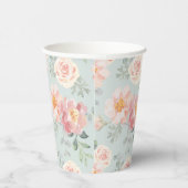 Pink Rose Pastel Garden Muster Pappbecher (Rechts)
