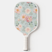 Pink Rose Pastel Garden Muster Pickleball Schläger (Rückseite)