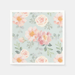 Pink Rose Pastel Garden Muster Serviette